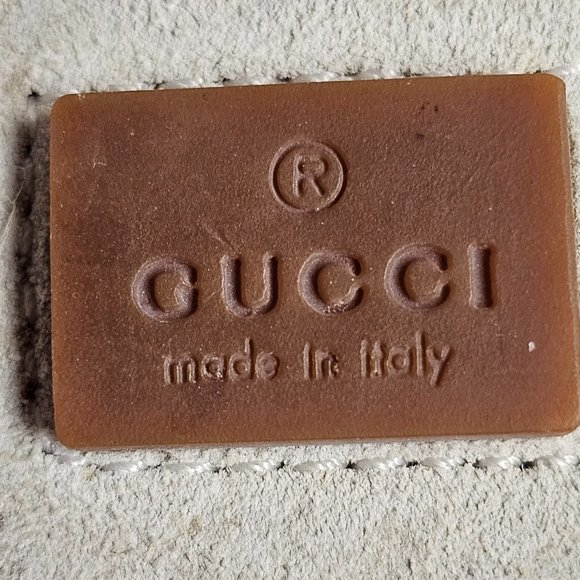 GUCCI Loafer Slip On Shoes Beige Cream Leather Made in Italy Horsebit Buckle 8.5 - Picture 13 of 16